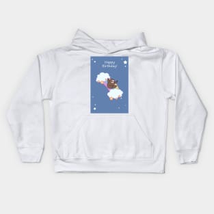 Happy Birthday Rainbow Cloud Sloth Kids Hoodie